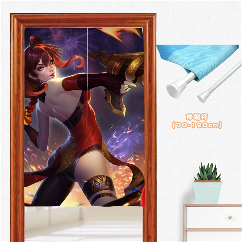 logo定制门帘布艺棉麻布帘隔断帘传说对决卧室客厅装饰半帘风水帘