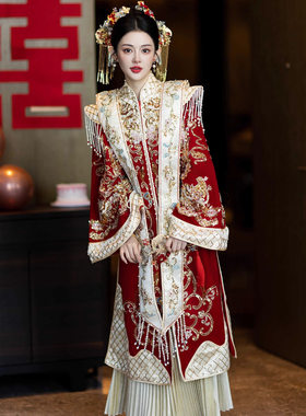 复古宫庭感秀禾明制凤冠霞帔敬酒礼服新娘结婚嫁衣中式长袍