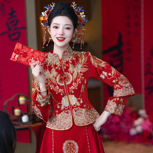 时尚春夏秋季新款长袖小个子结婚龙凤褂出阁禾秀大码嫁衣敬酒礼服