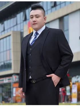 大码男士西服套装职业面试正装商务结婚加肥加大胖子西装男礼服