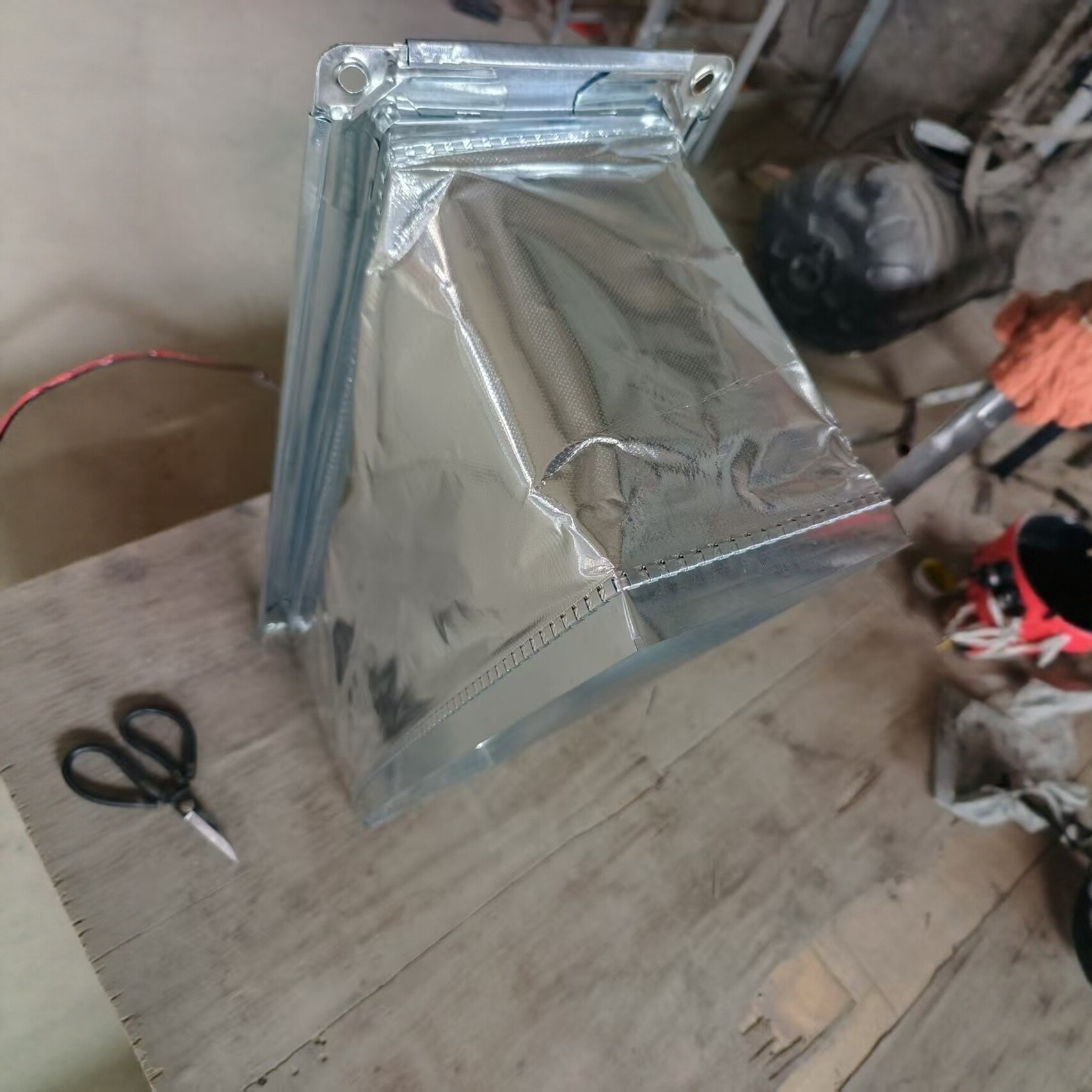 共板法兰 中央空调铝箔布软连接风机盘管出风口 方形保温通风管道