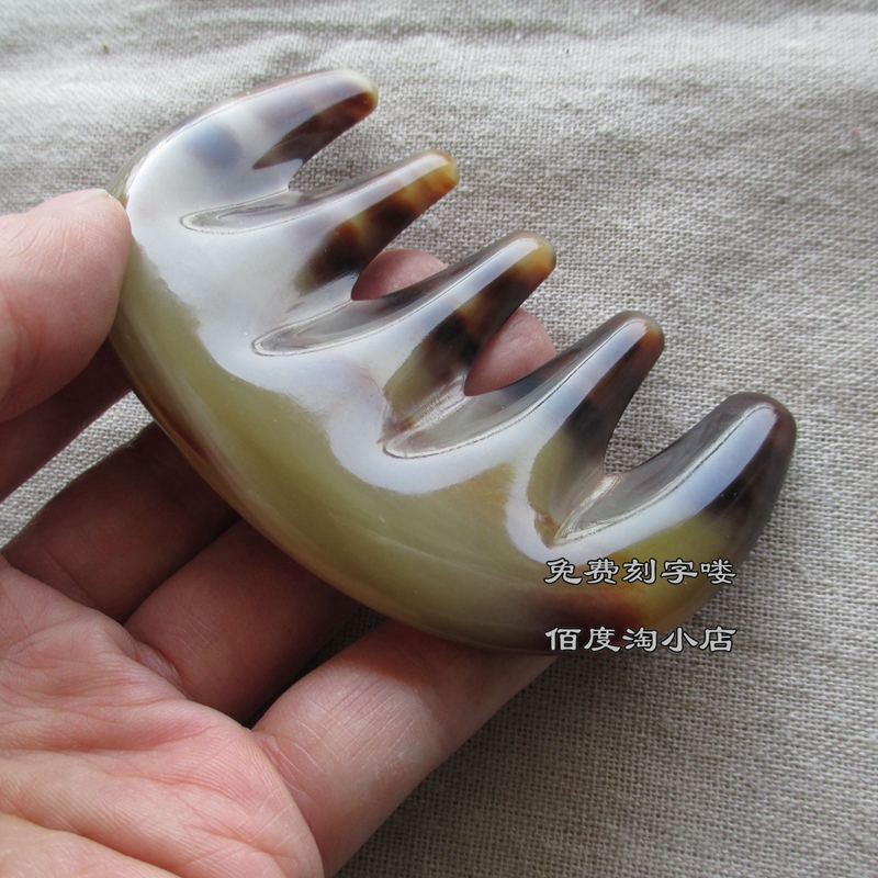 正品天然白牦牛角按摩梳子大齿梳防脱护发头部经络梳牛角梳子头疗