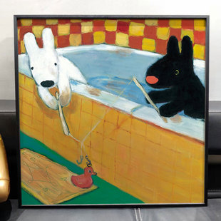 饰画可爱樱花富士山花火儿童挂画 Lisa艺术装 卡通动物Gaspard