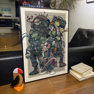 忍者神龟装饰画美式卡通二次元卧室热血壁画施莱德的复仇网咖挂画