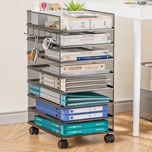 办公室落地置物架桌下文件收纳架文件收纳盒文件夹资料书架小推车