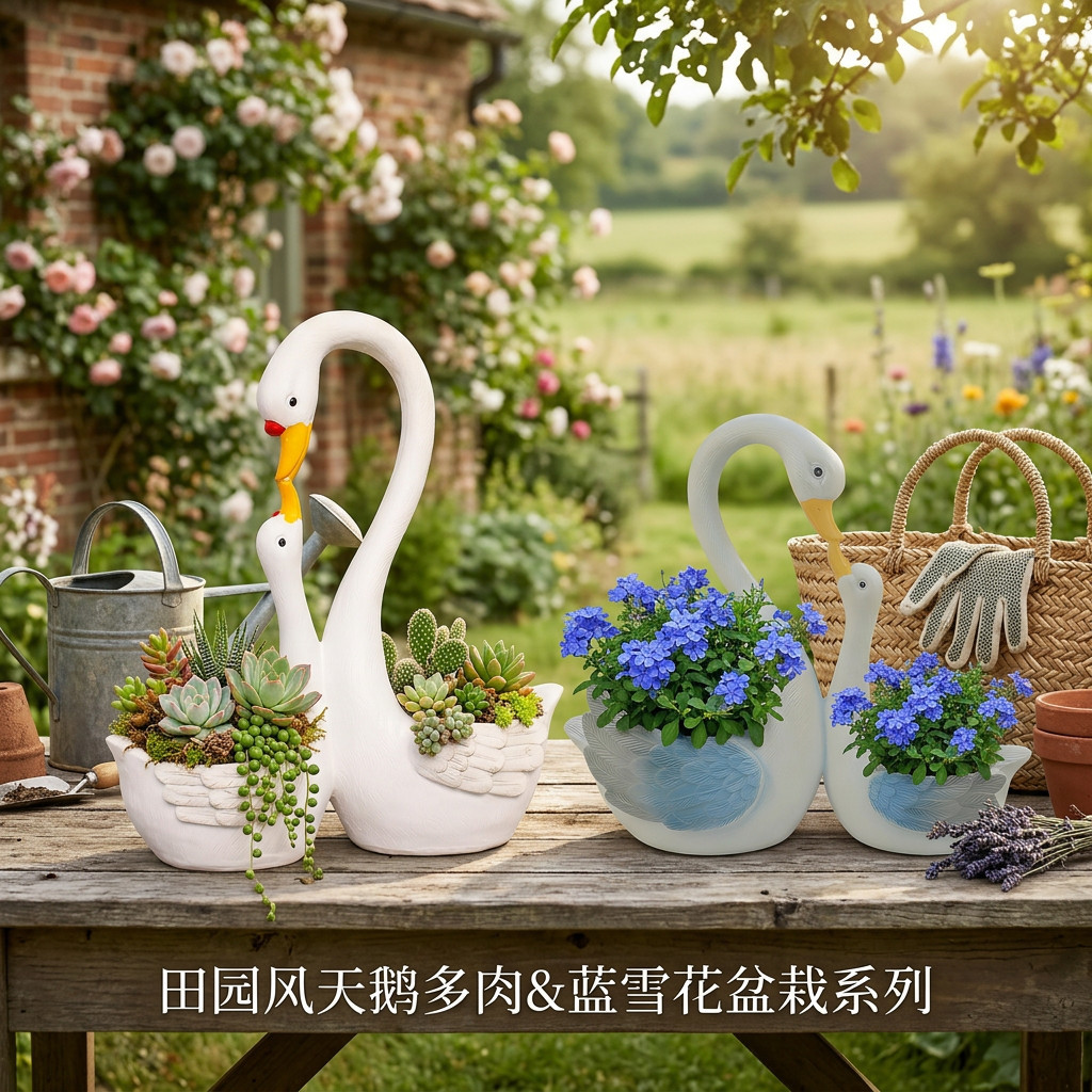 创意天鹅花盆阳台庭院布