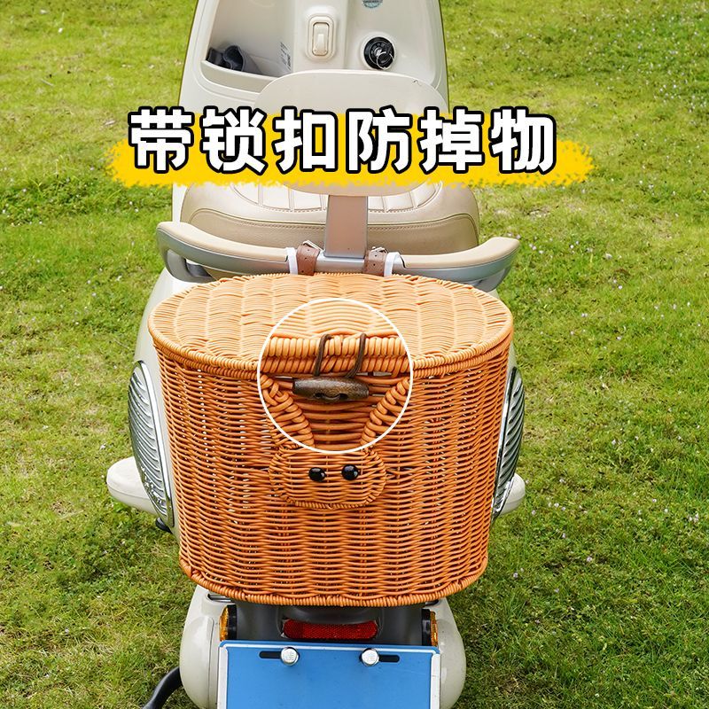 电动车筐后置放蔬菜水果