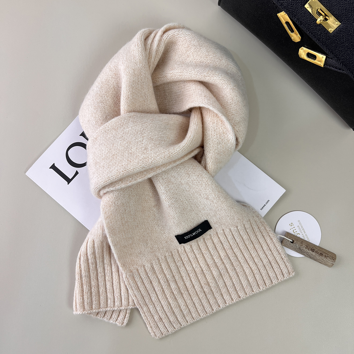 100%wool澳洲纯羊毛针织围巾