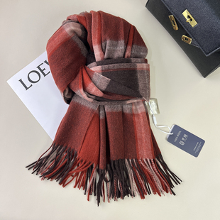 英伦经典100%wool羊毛格子围巾女秋冬季韩系百搭保暖披肩羊绒围脖