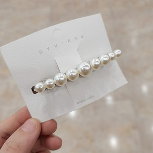 珍珠发夹侧边夏季 女气质简约一字夹刘海夹后脑勺弹簧夹顶夹头饰