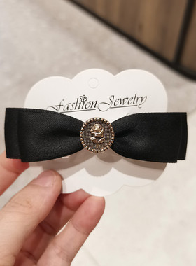 简约黑色蝴蝶结发夹甜美横夹后脑勺发卡马尾夹顶夹弹簧夹网红头饰