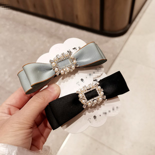 2022新款高端蝴蝶结发夹女后脑勺弹簧夹马尾夹半扎发顶夹布艺发饰