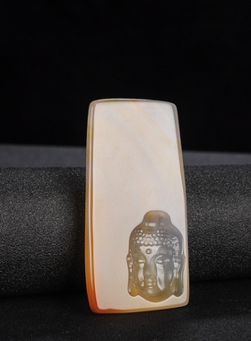 玛瑙玉髓观音凹面保平安项链坠