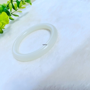 新疆和田玉白玉手镯昆仑玉黄口玉镯圆款镯子正圆少女镯旺夫镯女士