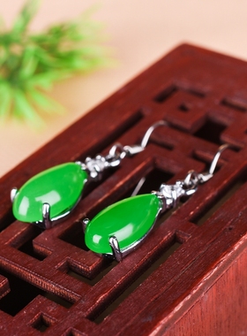 防过敏时尚风马来玉耳饰水滴吊坠