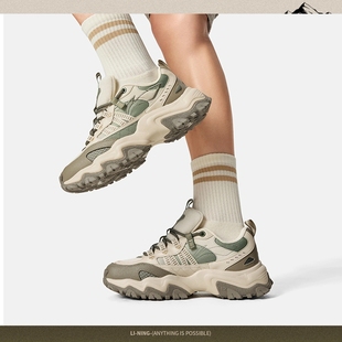 缓震休闲鞋 防滑厚底耐磨经典 AGCV247 男山行2025新款 李宁运动鞋