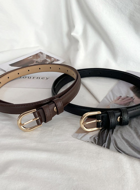 复古小皮带女士牛仔裤休闲腰带女简约百搭时尚学生细装饰黑色裤带