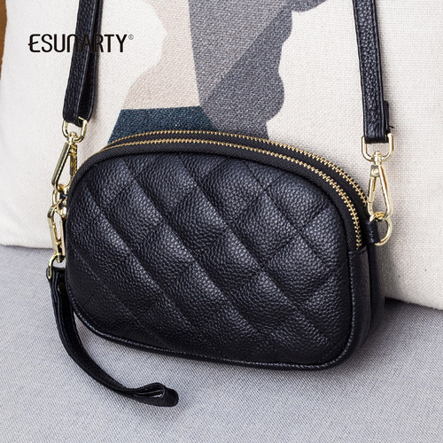 esunarty真皮手拿包女气质小挎包
