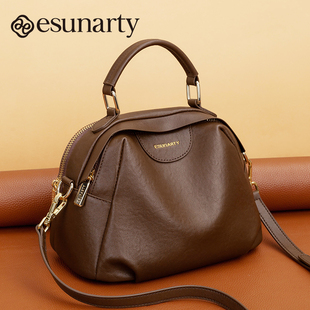 复古真皮女式手提包2026新款头层牛皮斜挎包多层女士单肩包秋冬季