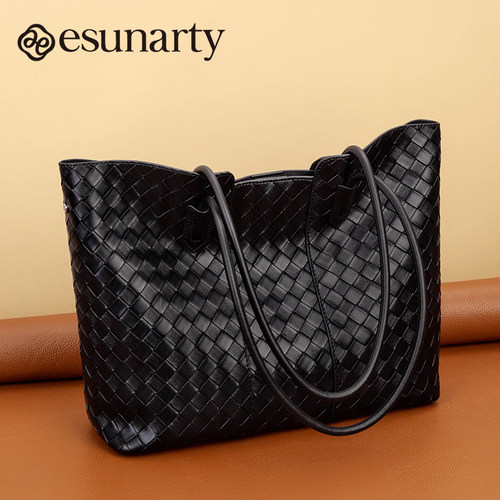 真皮托特包包女款2026新款大容量轻奢高级感女士单肩编织包春夏季