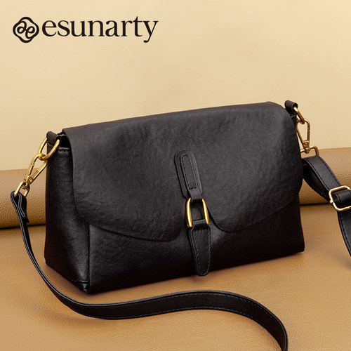 头层植鞣牛皮轻奢女士斜挎腋下包