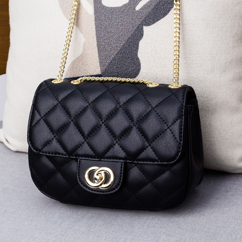 真皮女士包包2025新款时尚潮女包斜挎包女菱格链条包百搭单肩小包