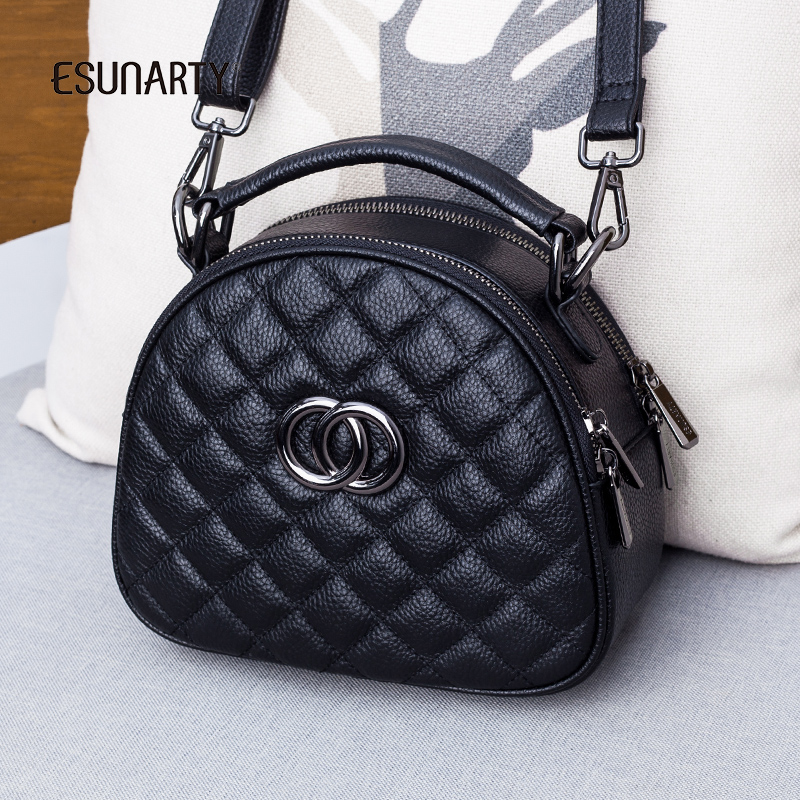 小香风真皮菱格单肩斜挎包包女士