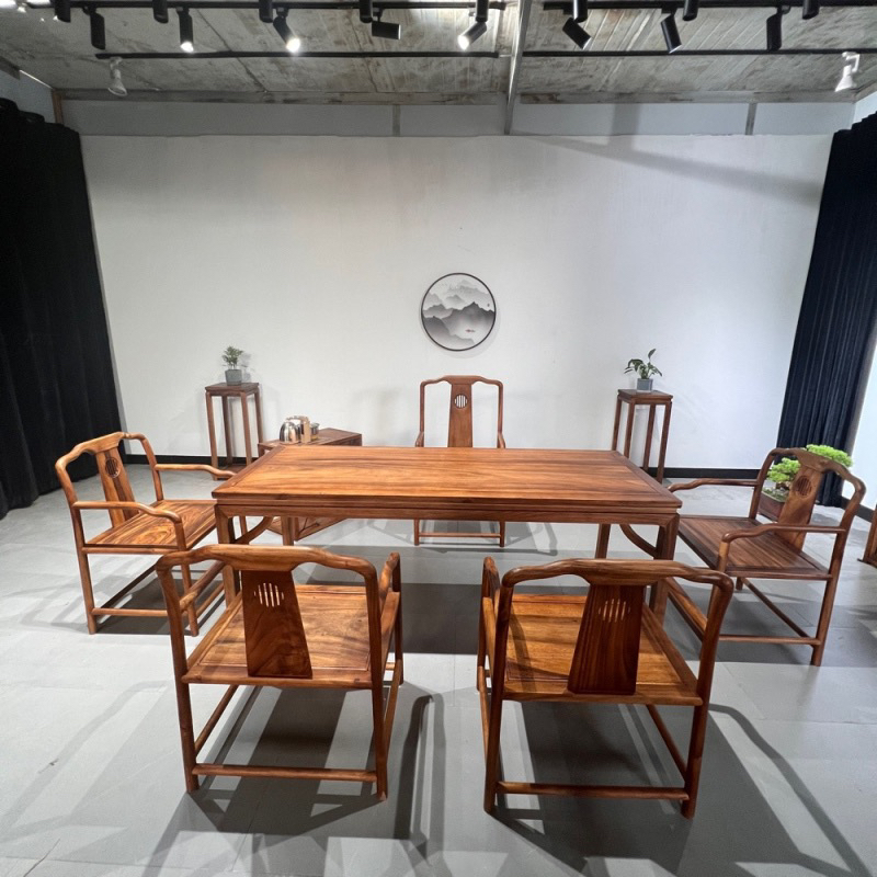 178*70*85 马蹄桌平面配浩然主客椅7件套