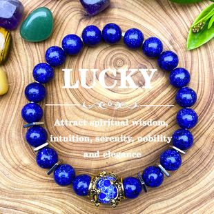 temu希音TK跨境爆款手链天然青金石手链守护运势轻奢手串时尚水晶