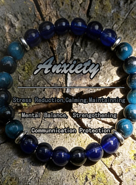 跨境爆款手链蓝色虎眼玻璃舒缓手链缓解焦虑减压镇定蓝宝石手串珠