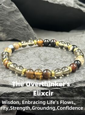 新款黑色玛瑙透明招财纳福玻璃珠手链跨境天然石气质文玩珠手串珠