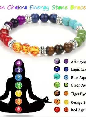 temu希音TK跨境爆款七彩天然石手链虎眼石青金紫水晶帝皇石红玛瑙