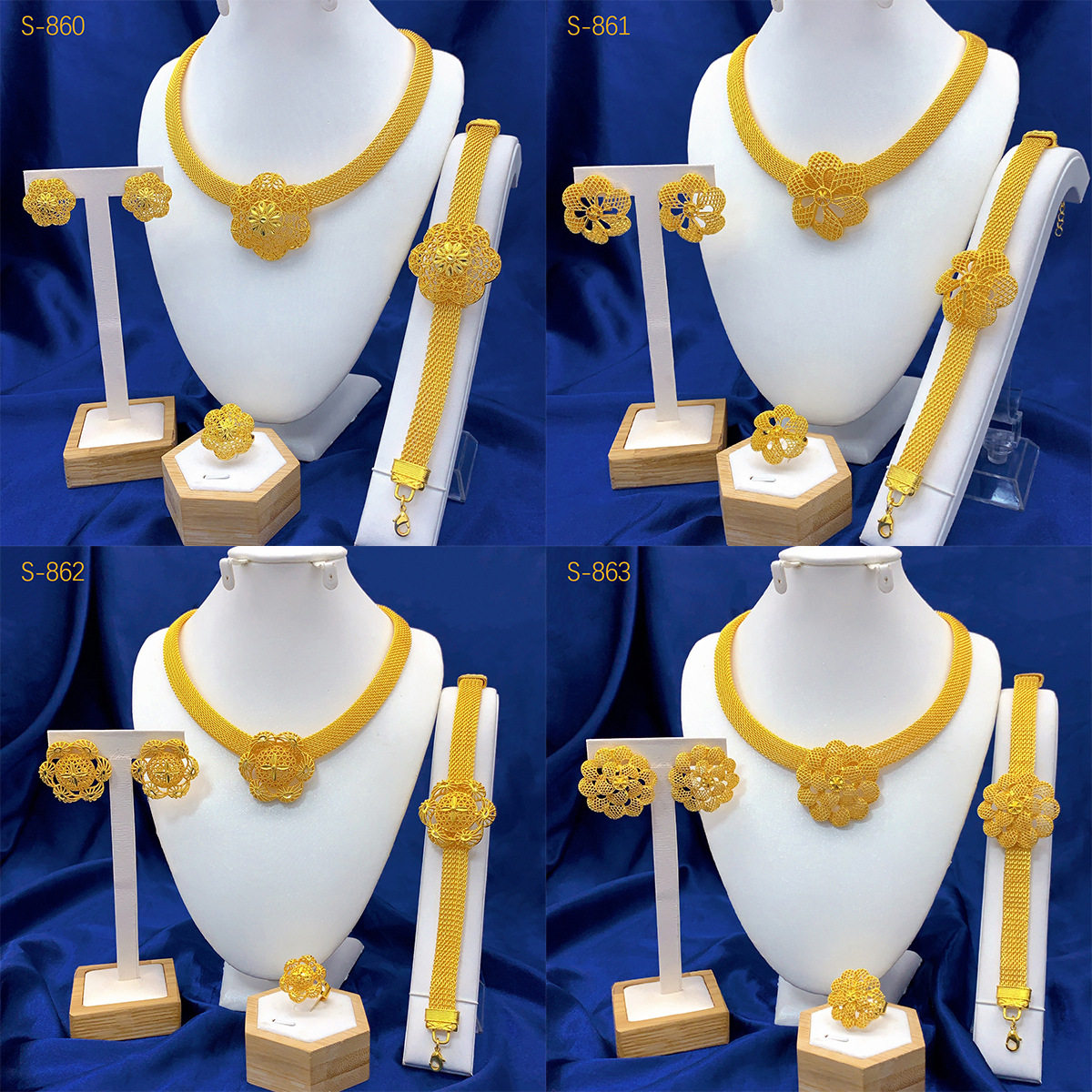 艾妮德四件套花朵吊坠首饰迪拜24k珠宝项链手链戒指耳环套装女士,饰品/流行首饰/时尚饰品新,组合套装,淘宝优惠券,粉丝福利购,淘宝优惠卷