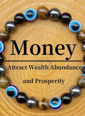 跨境爆款手链紫恶魔之眼虎眼石手串天然石眼珠串珠蓝眼睛玛瑙饰品