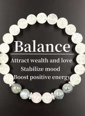 跨境爆款小礼物手链汉白玉灰闪光白水晶天然石手工制作手链手串珠