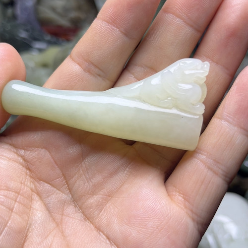 糖白貔貅烟嘴手把