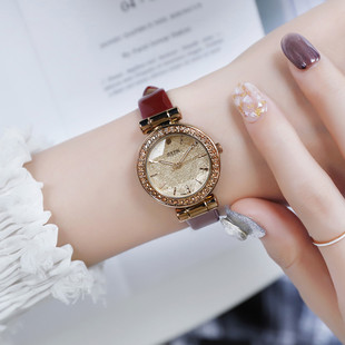 聚利时手表女时尚 牌女士表石英女表表 潮流水钻学生皮带腕表女正品