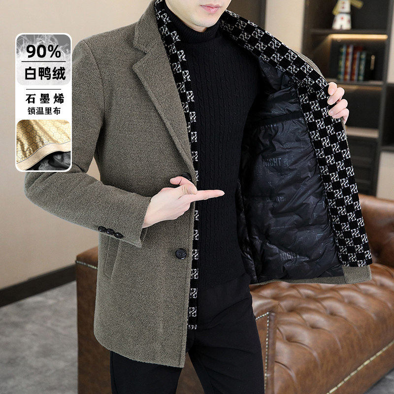 毛呢大衣男中长款羽绒服内胆风衣