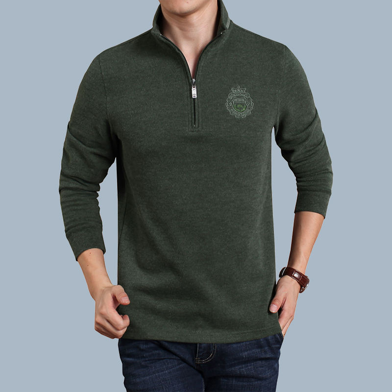 男装半拉链立领t恤男宽松商务休闲中年男士上衣长袖男打底针织衫|msdalam kategori Pakaian Lelaki, baju-T - dari Buy2taobao.com untuk memberikan perkhidmatan ejen Taobao profesional membeli