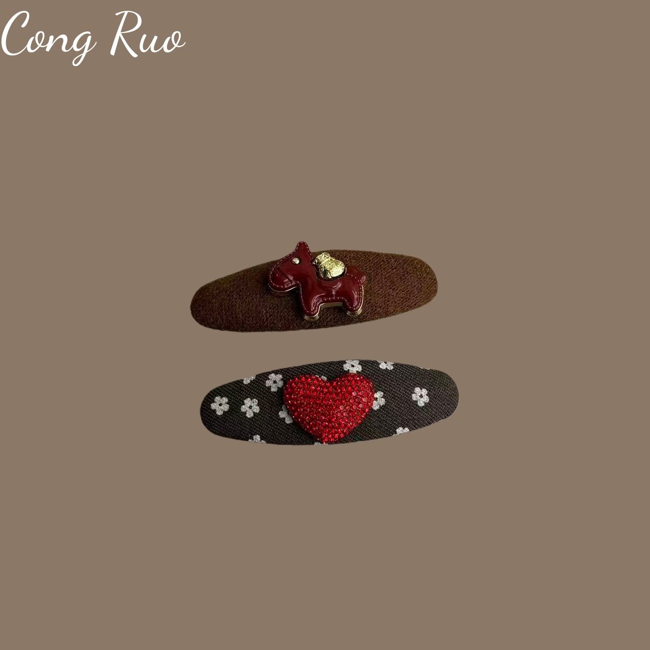 一对装~新年红色小马发夹陈太同款爱心前额碎发BB夹侧边刘海夹韩,饰品/流行首饰/时尚饰品新,民族风发饰,淘宝优惠券,粉丝福利购,淘宝优惠卷