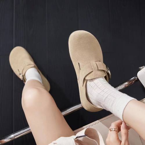 桑坡真软木勃肯鞋牛皮包头拖