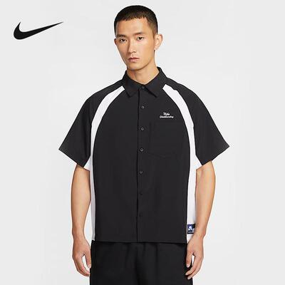 NIKE耐克短袖男2025夏季户外运动休闲翻领透气衬衫T恤HJ2959-010