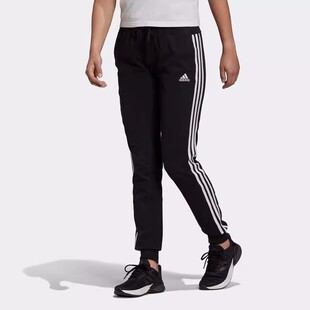 Adidas阿迪达斯运动裤女子夏季三条纹收口休闲透气针织长裤GM5542