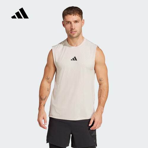 adidas阿迪达斯运动背心男25夏季休闲健身训练速干无袖T恤JM3188