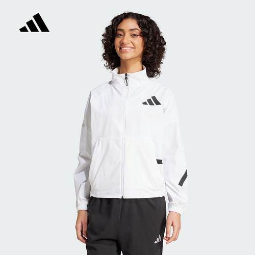 adidas阿迪达斯外套女2025春季新款防晒速干运动训练夹克 JW1754