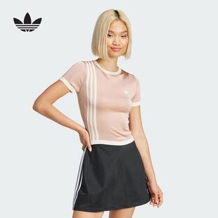 短款 阿迪达斯三叶草短袖 运动休闲修身 新款 透气T恤JJ0962 女25春季