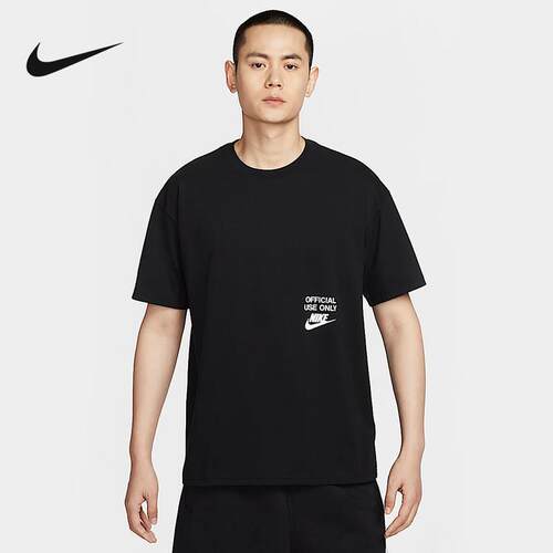 nike耐克短袖男25夏新款背标印花圆领宽松棉质运动T恤HJ0775-010