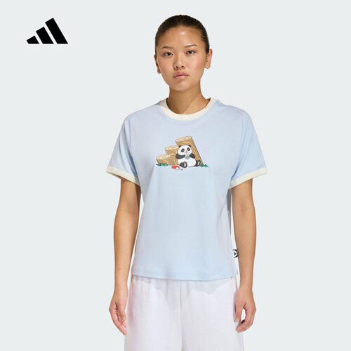 adidas阿迪达斯短袖女新款夏季熊猫印花休闲运动T恤KB7212 KB7214