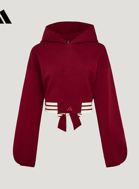 adidas阿迪达斯卫衣女2026春季宽松短款连帽套头衫KX4642 KX4643