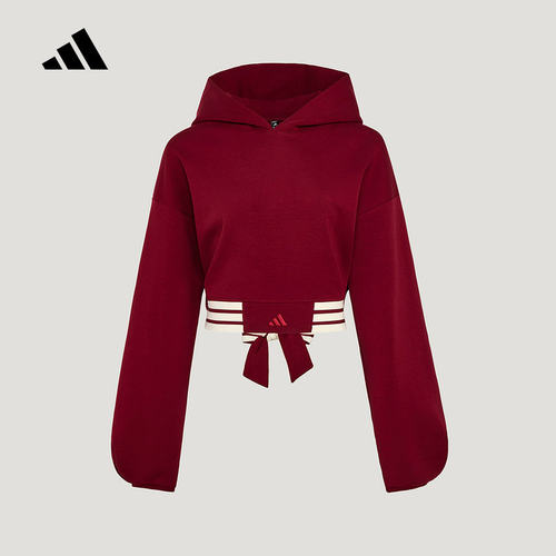 adidas阿迪达斯卫衣女2026春季宽松短款连帽套头衫KX4642 KX4643